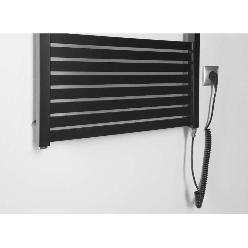 Aqualine - Kúpeľňový elektrický radiátor TONDI-E 800W/230V 169 cm matná čierna rovný