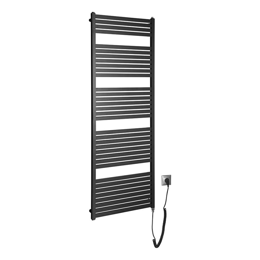Aqualine - Kúpeľňový elektrický radiátor TONDI-E 800W/230V 169 cm matná čierna rovný