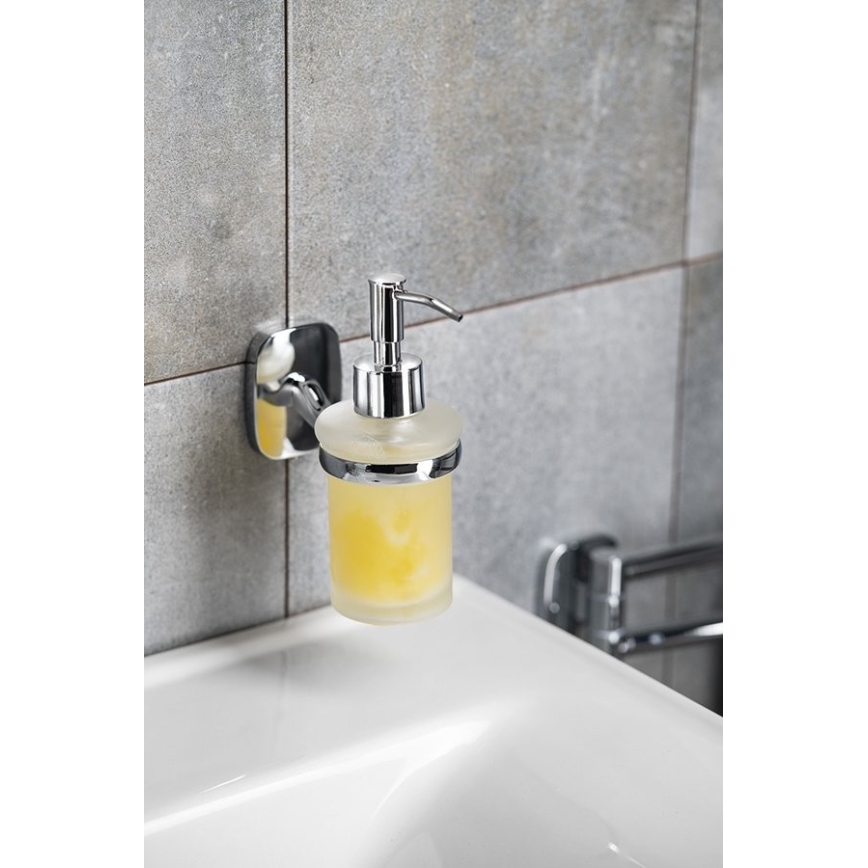 Aqualine - Nástenný dávkovač mydla RUMBA 160 ml mliečne sklo/lesklý chróm