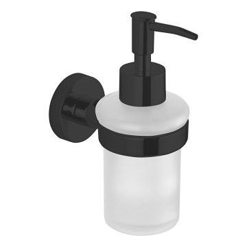 Aqualine - Nástenný dávkovač mydla SAMBA 150 ml mliečne sklo/matná čierna