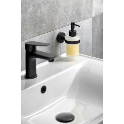 Aqualine - Nástenný dávkovač mydla SAMBA 150 ml mliečne sklo/matná čierna