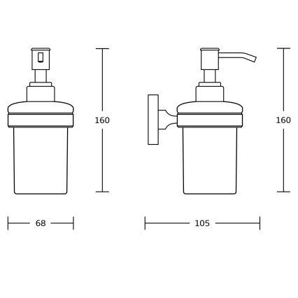 Aqualine - Nástenný dávkovač mydla SAMBA 150 ml mliečne sklo/matná čierna