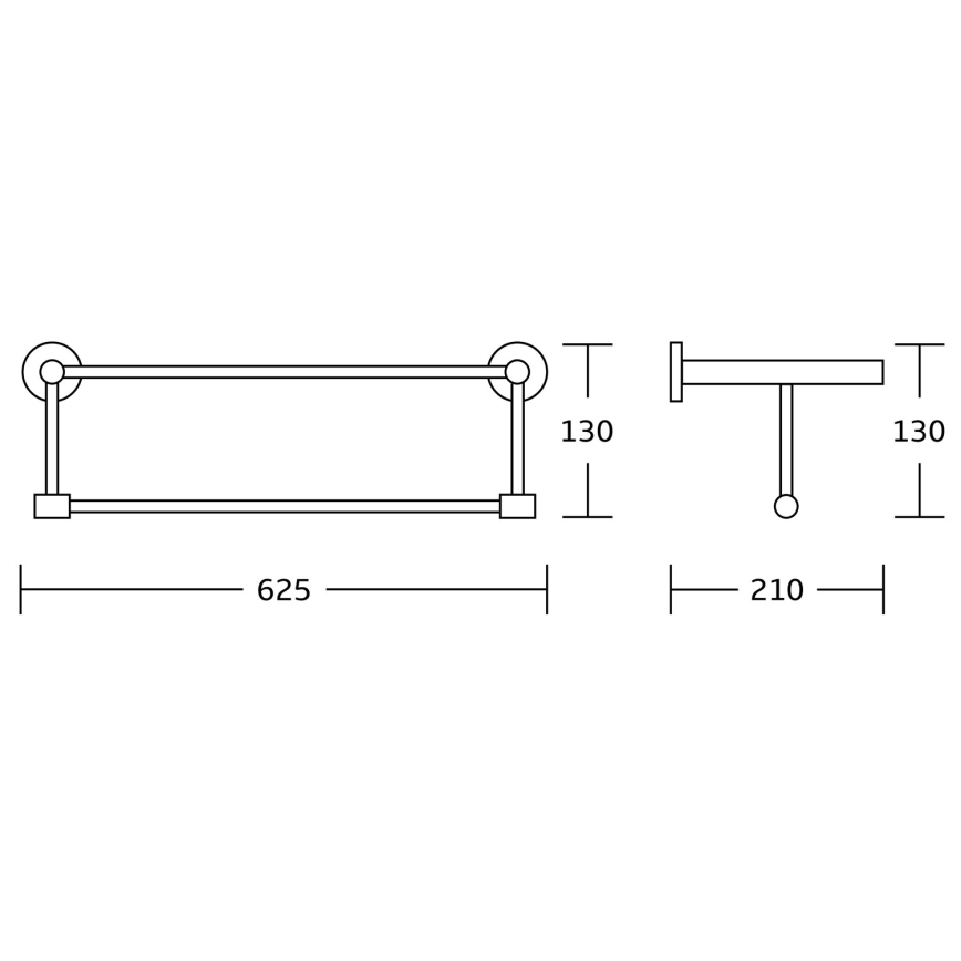 Aqualine - Nástenný vešiak na uteráky SAMBA 21x62,5 cm lesklý chróm