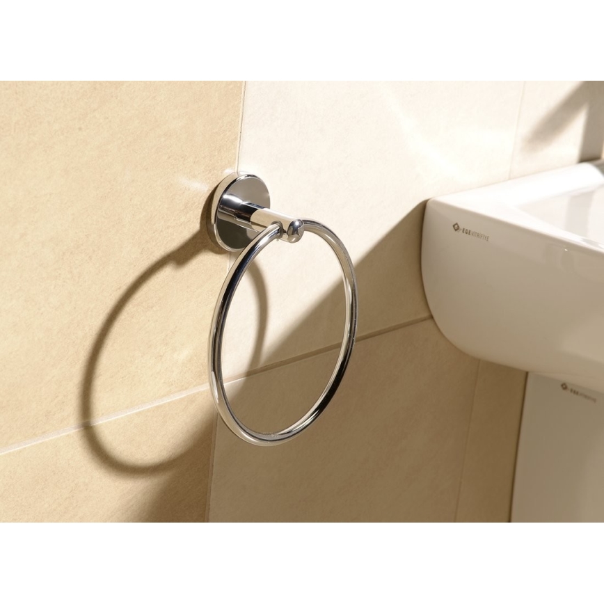 Aqualine - Nástenný vešiak na uteráky SAMBA pr. 15,5 cm lesklý chróm