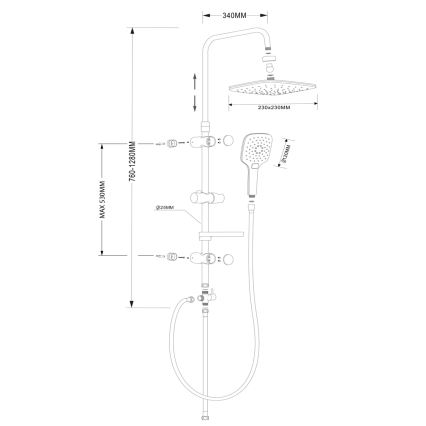 Aqualine - Sprchová súprava KERA lesklý chróm