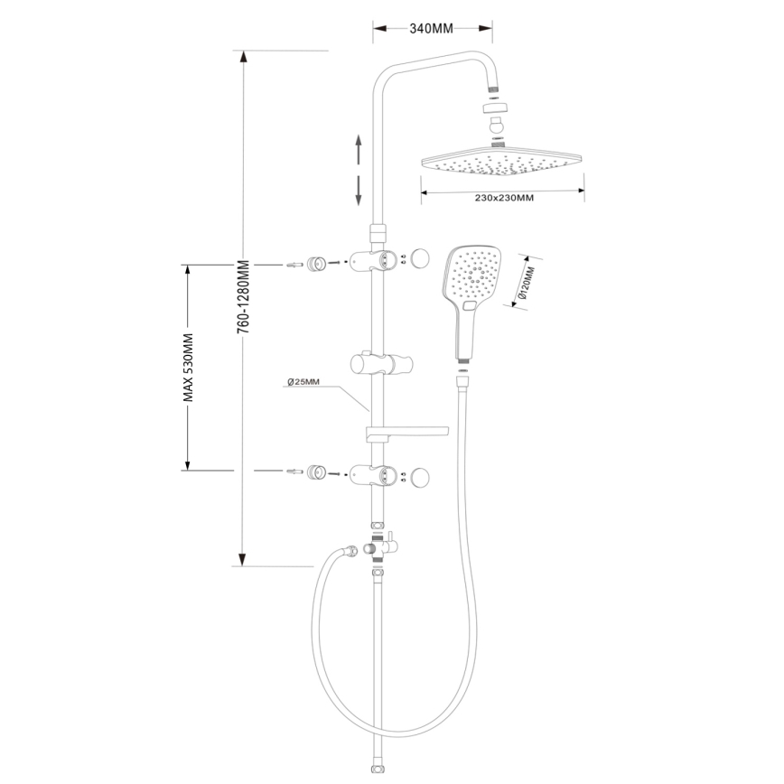 Aqualine - Sprchová súprava KERA lesklý chróm