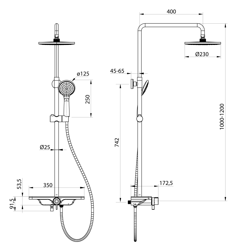 Aqualine - Sprchová súprava s batériou ARONA matná čierna