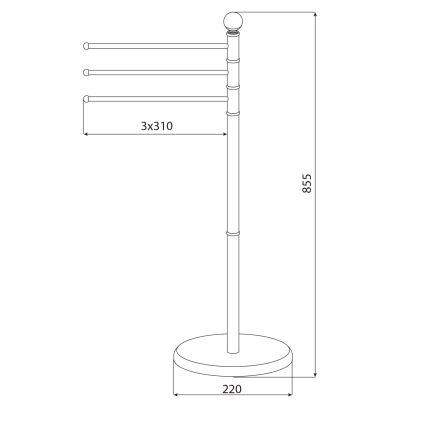 Aqualine - Stojan s vešiakom na uteráky SAMBA 85,5 cm nerez/lesklý chróm