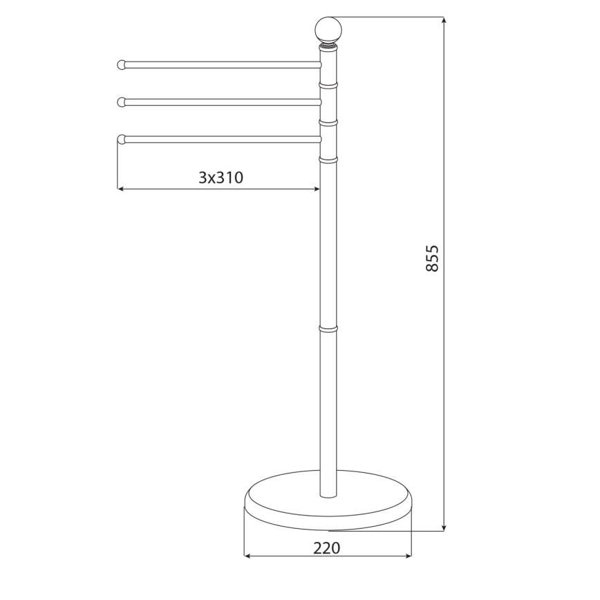 Aqualine - Stojan s vešiakom na uteráky SAMBA 85,5 cm nerez/lesklý chróm