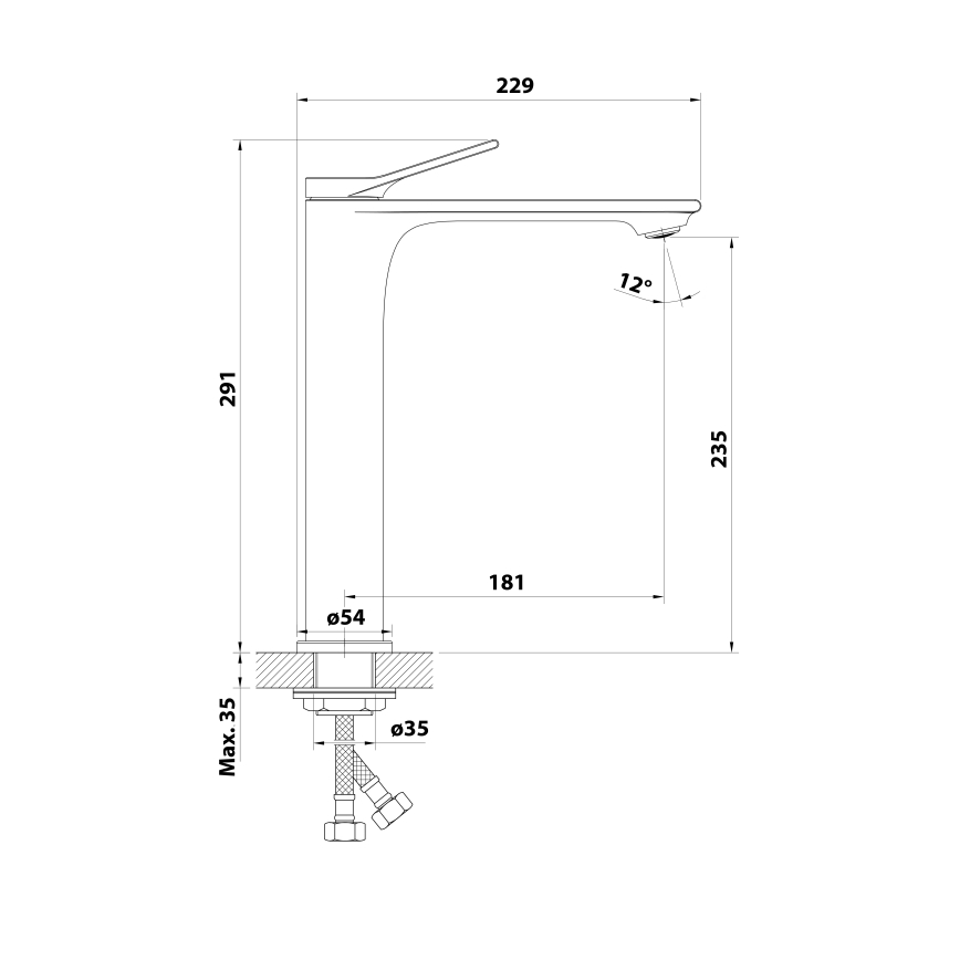 Aqualine - Umyvadlová batéria BOLERO 29 cm lesklý chróm
