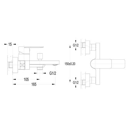 Aqualine - Vaňová batéria DAPHNE lesklý chróm