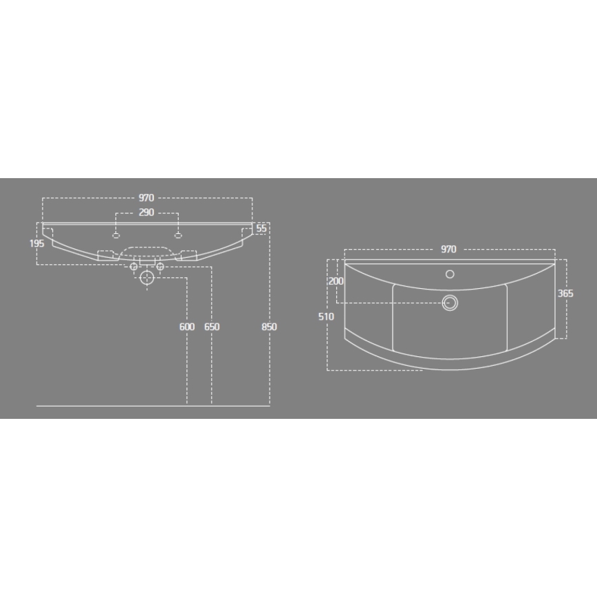 Aqualine - Zapustené umývadlo ZERO 97x51 cm keramika/biela