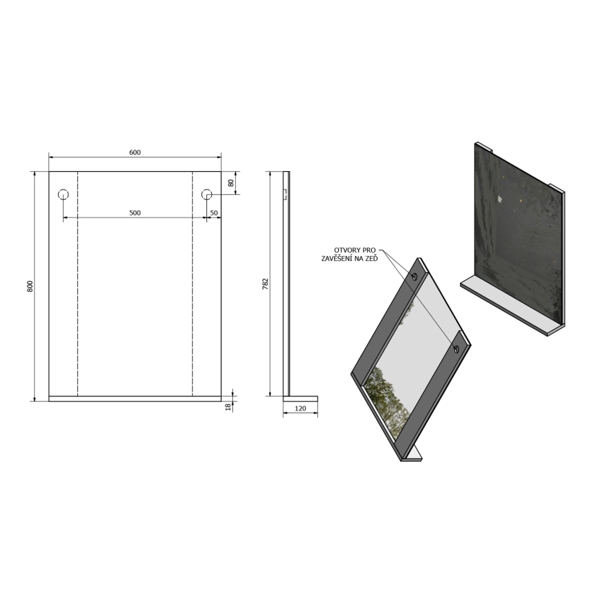 Aqualine - Zrkadlo BETA 60x80 cm biele