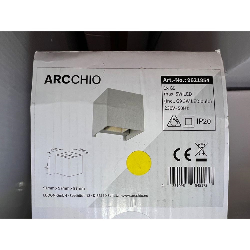 Arcchio - LED Nástenné svietidlo ZUZANA 1xG9/3W/230V