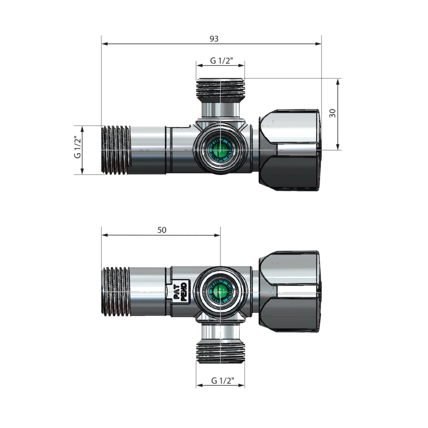 Arco - Rohový kombinovaný ventil ARCO lesklý chróm