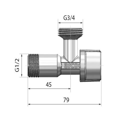 Arco - ventil pre práčku, lesklý chróm