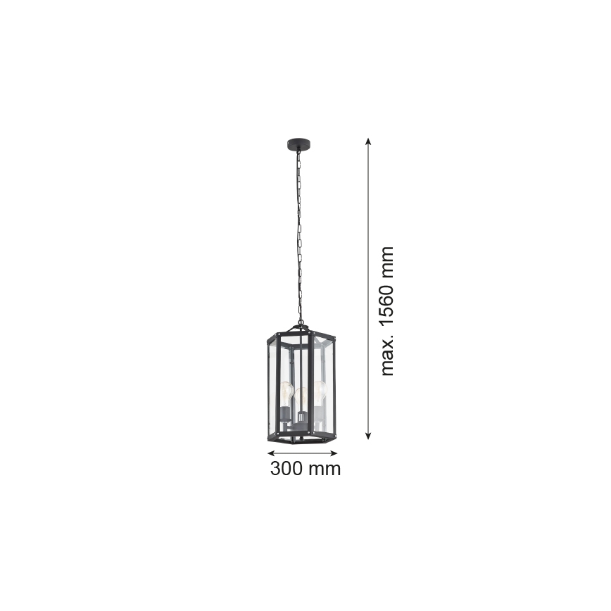Argon 1253 - Luster na reťazi BODRUM 3xE27/15W/230V čierna