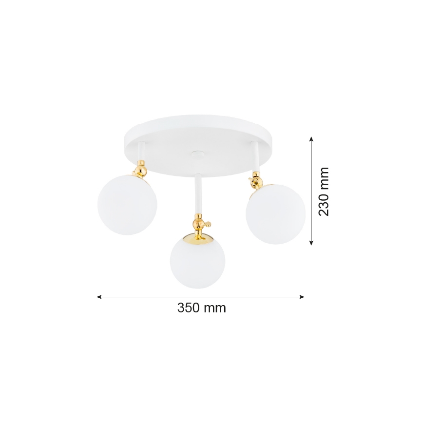Argon 1434 - Kúpeľňový prisadený luster LATINA 3xE14/7W/230V IP44 biela/zlatá