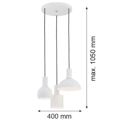 Argon 1468 - Luster na lanku SINES 3xE27/15W/230V biela