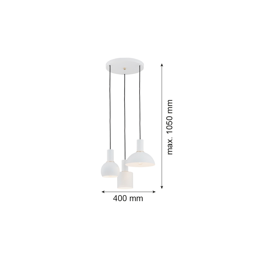 Argon 1468 - Luster na lanku SINES 3xE27/15W/230V biela