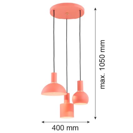 Argon 1469 - Luster na lanku SINES 3xE27/15W/230V oranžová