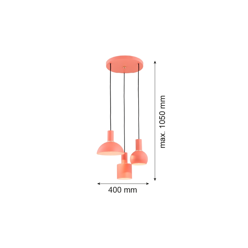 Argon 1469 - Luster na lanku SINES 3xE27/15W/230V oranžová