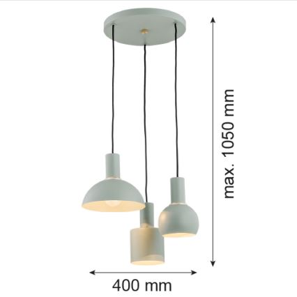 Argon 1470 - Luster na lanku SINES 3xE27/15W/230V zelená