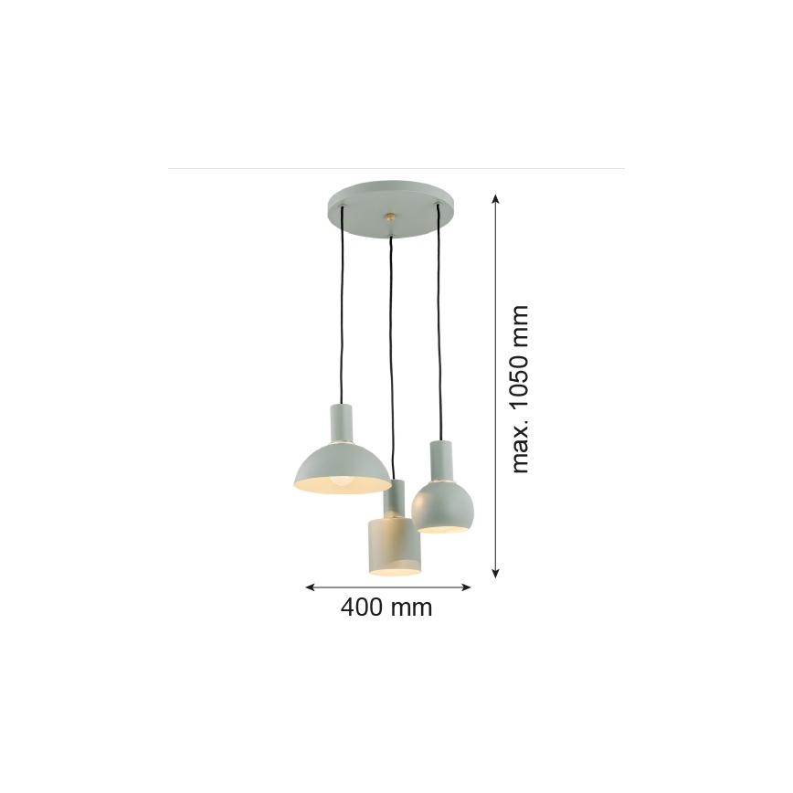 Argon 1470 - Luster na lanku SINES 3xE27/15W/230V zelená
