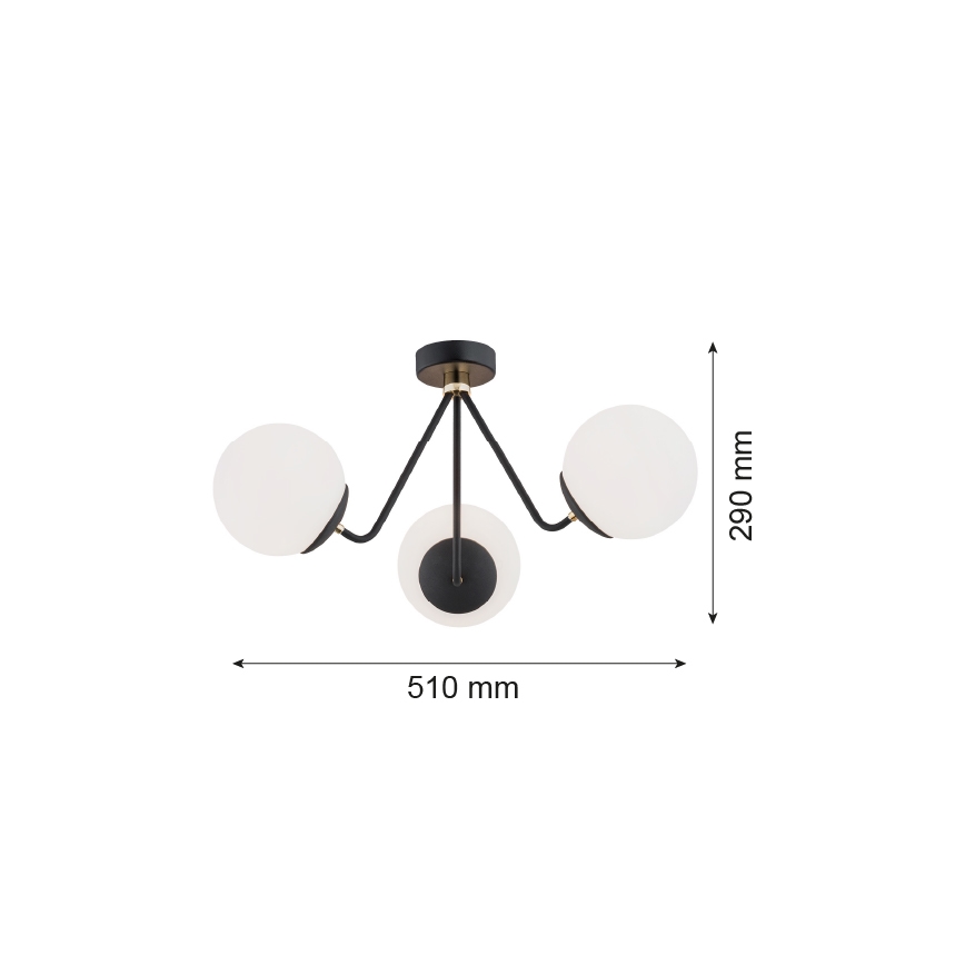 Argon 1478 - Prisadený luster TOMAR 3xE27/15W/230V čierna