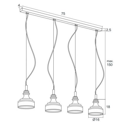 Argon 1650 - LED Luster na lanku TULUZA 4xLED/5W/230V