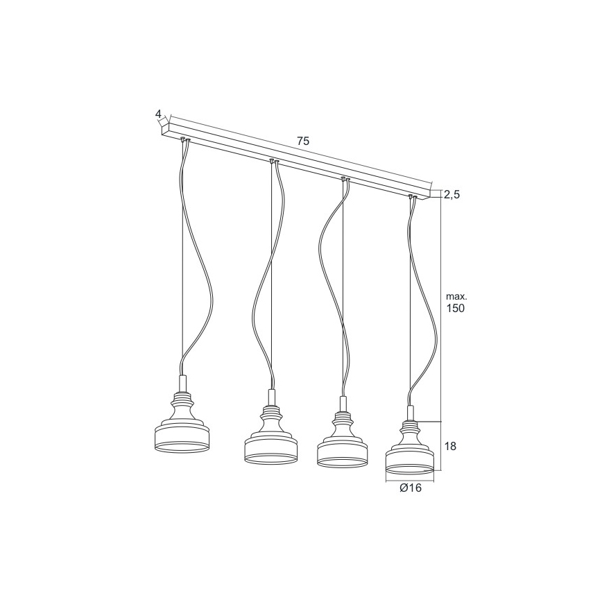 Argon 1650 - LED Luster na lanku TULUZA 4xLED/5W/230V