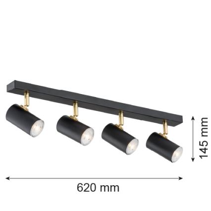 Argon 1690 - Bodové svietidlo LAGOS 4xGU10/5W/230V čierna/mosadz