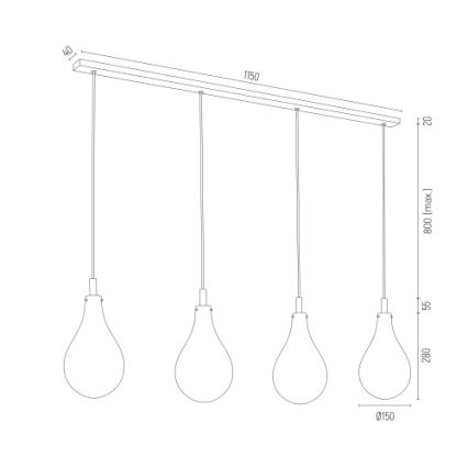 Argon 1740 - Luster na lanku OAKLAND 4xG9/6W/230V