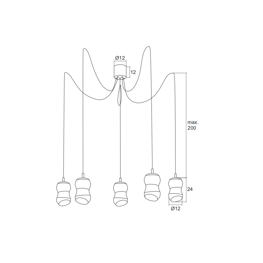 Argon 2073 - LED Luster na lanku GARDA 5xLED/5W/230V