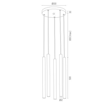 Argon 2109 - LED Luster na lanku SICILIA 5xLED/4,5W/230V