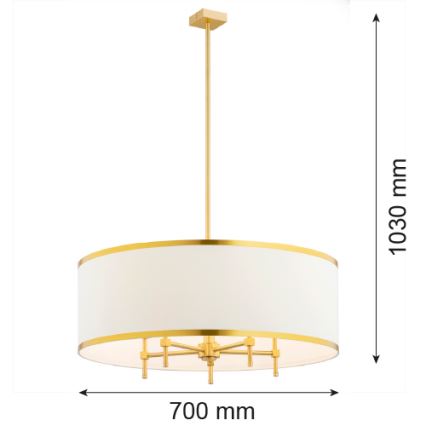 Argon 2127 - Luster na tyči ABBANO 5xE14/7W/230V mosadz/biela