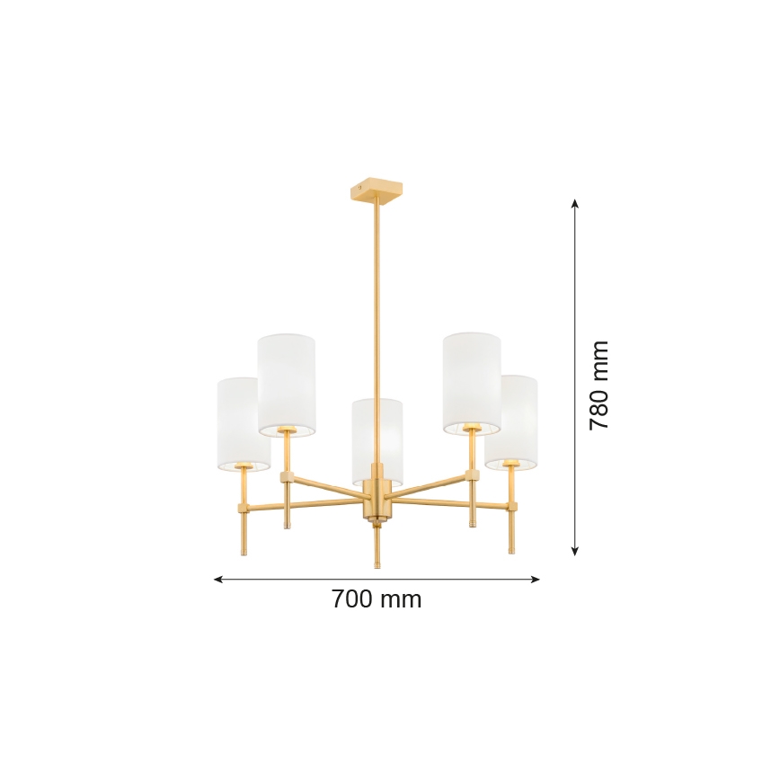 Argon 2134 - Luster na tyči ABRUZZO 5xE14/15W/230V mosadz/biela