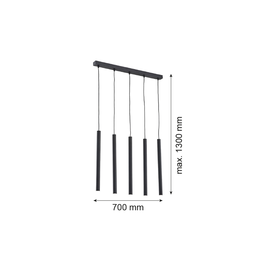 Argon 2137 - Luster na lanku ETNA 5xG9/6W/230V čierna