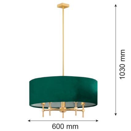 Argon 2146 - Luster na tyči ABBANO 5xE14/7W/230V mosadz/zelená