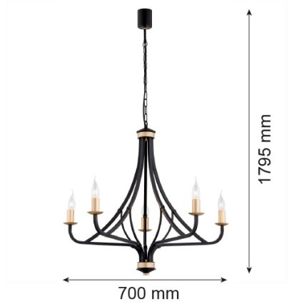 Argon 2171 - Luster na reťazi LORENZO 5xE14/7W/230V