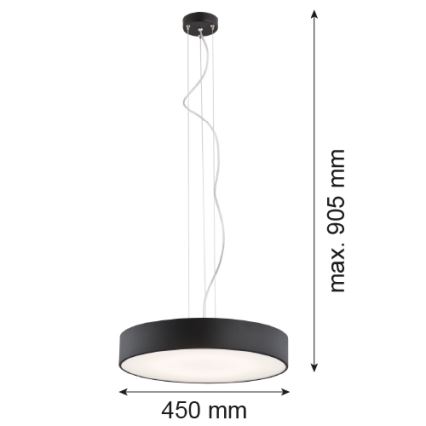 Argon 3352 - Luster DARLING 1xLED/35W/230V pr. 45 cm čierna
