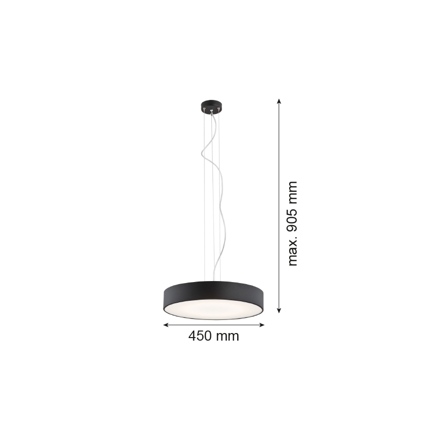 Argon 3352 - Luster DARLING 1xLED/35W/230V pr. 45 cm čierna