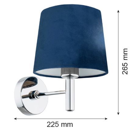 Argon 3908 - Nástenná lampa BOLZANO 1xE27/15W/230V modrá/lesklý chróm