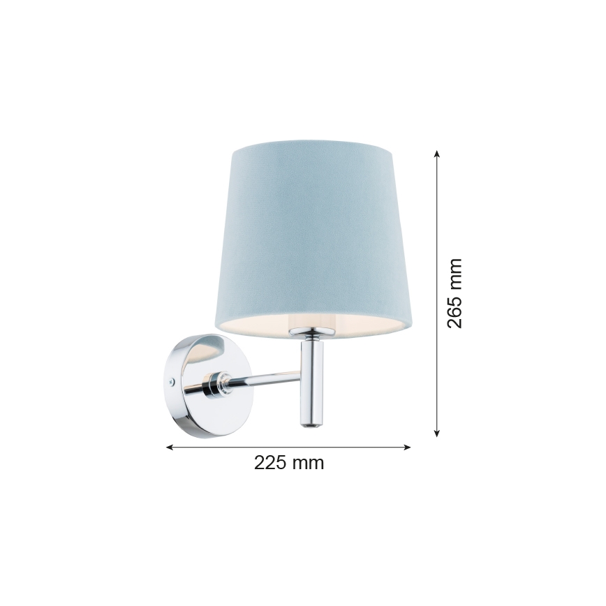 Argon 3910 - Nástenná lampa BOLZANO 1xE27/15W/230V modrá/lesklý chróm