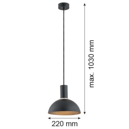 Argon 4222 - Luster na lanku SINES 1xE27/15W/230V pr. 28 cm čierna