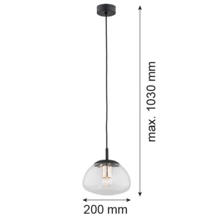 Argon 4331 - Luster na lanku TRINI 1xE27/15W/230V pr. 20 cm čierna