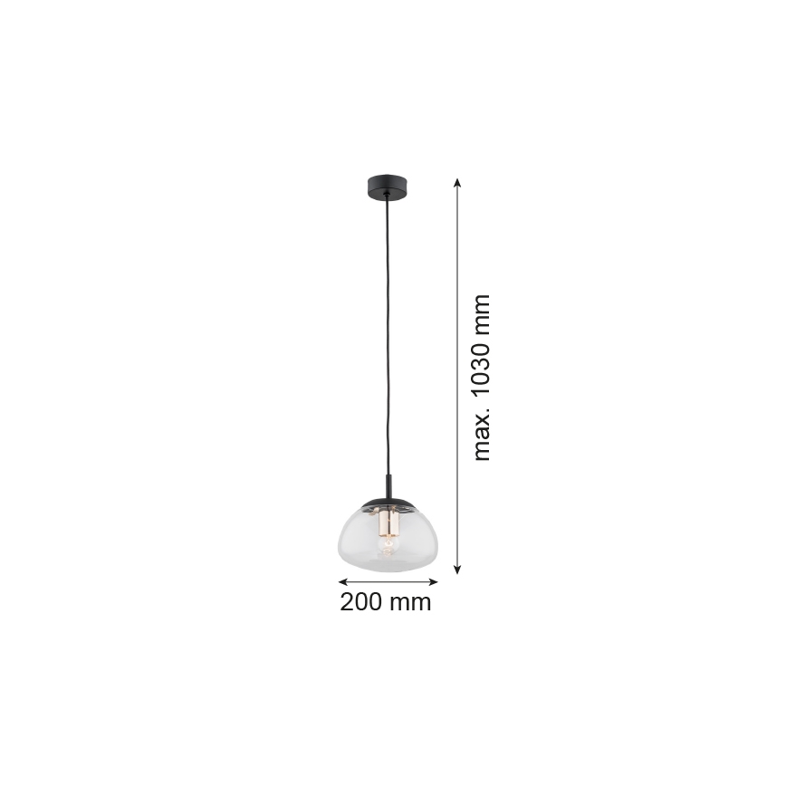 Argon 4331 - Luster na lanku TRINI 1xE27/15W/230V pr. 20 cm čierna