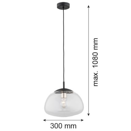 Argon 4332 - Luster na lanku TRINI 1xE27/15W/230V priemer 30 cm čierna