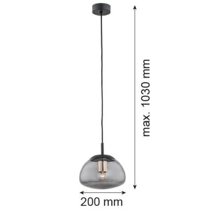 Argon 4333 - Luster na lanku TRINI 1xE27/15W/230V pr. 20 cm čierna