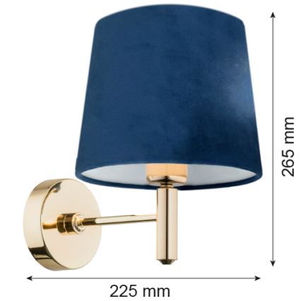 Argon 4348 - Nástenná lampa PONTE 1xE27/15W/230V modrá/mosadz